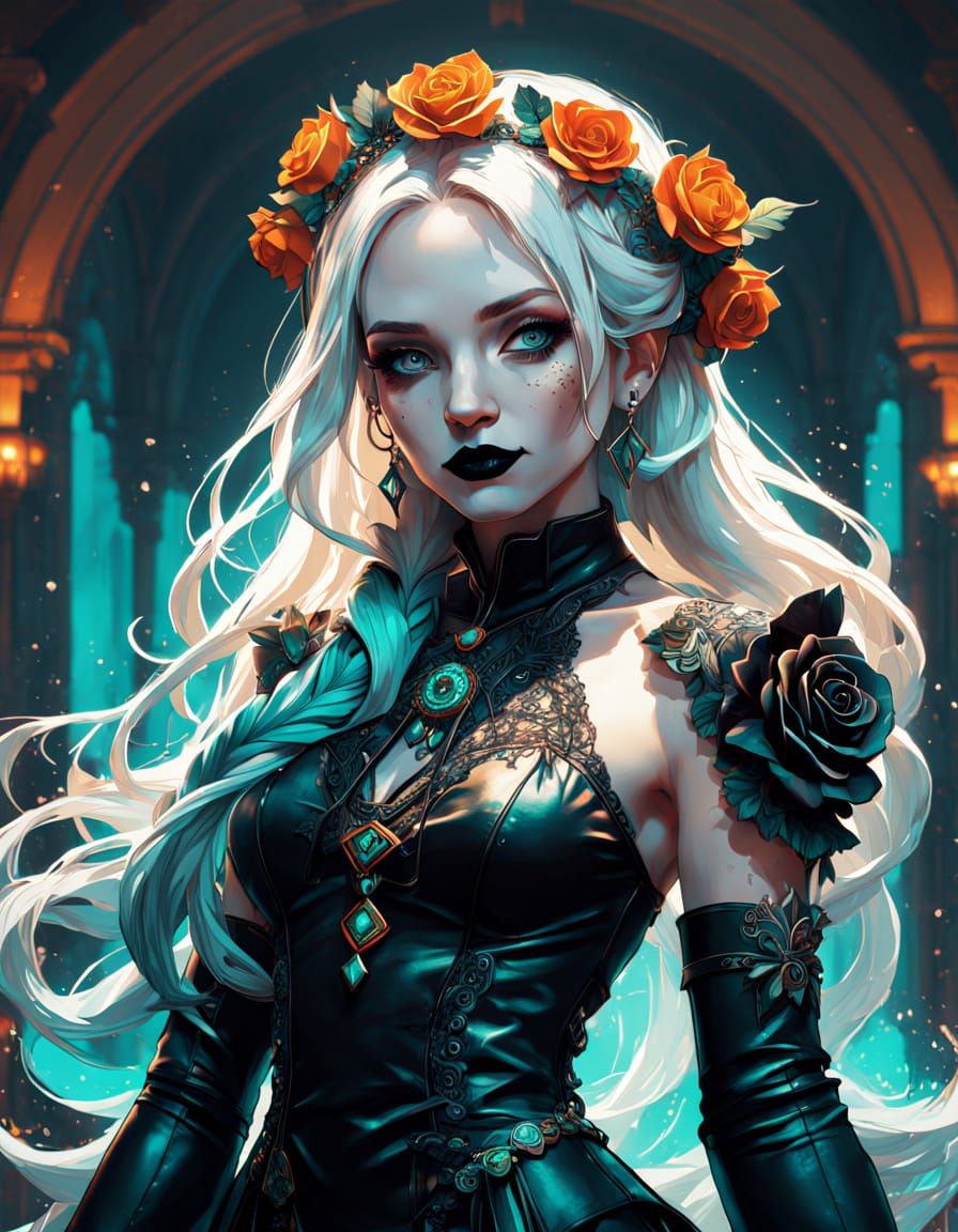 Gothic Woman with Tattoos in WLOP Art Style