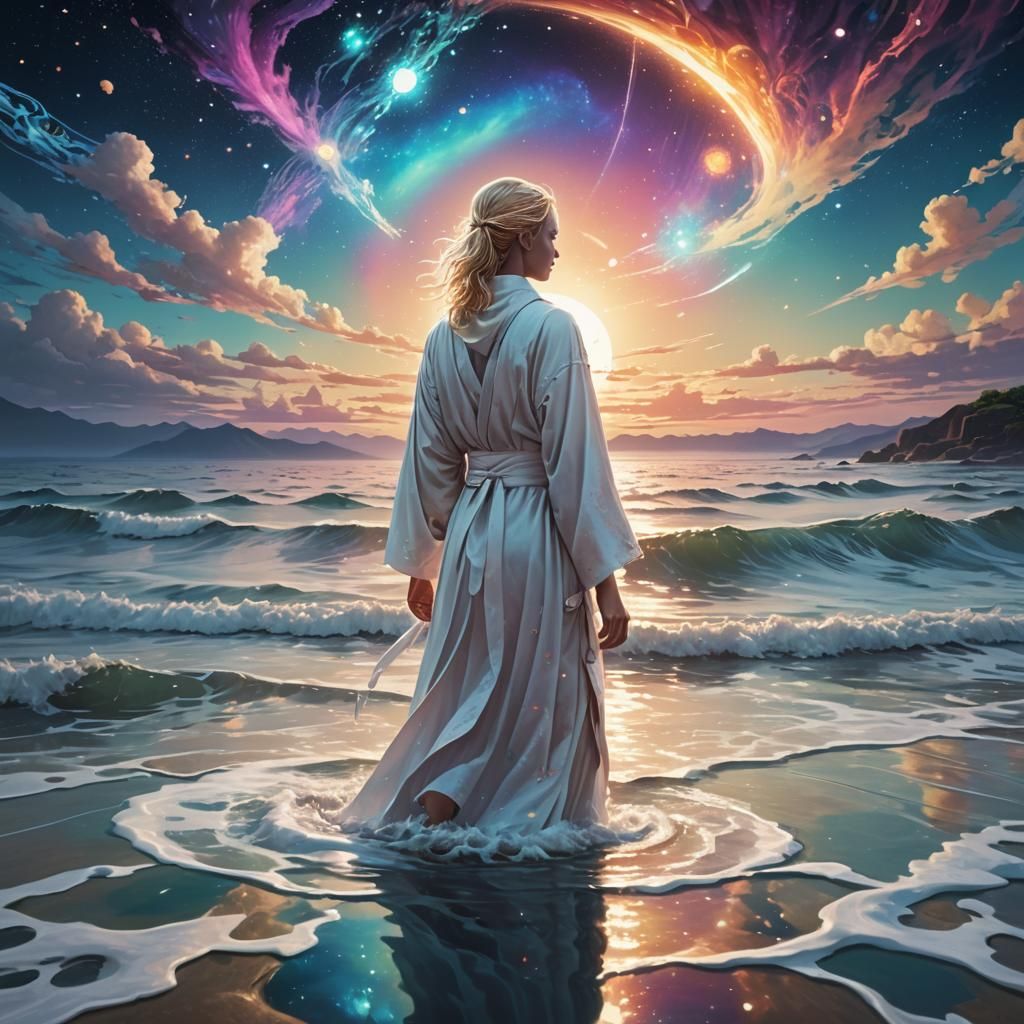 Cosmic Ninja: Surreal Art in Astral Colors