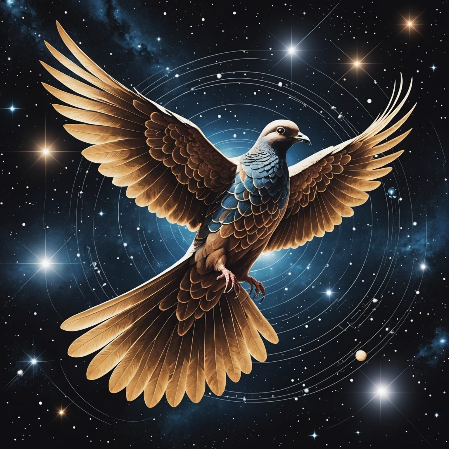 winged dove made of space