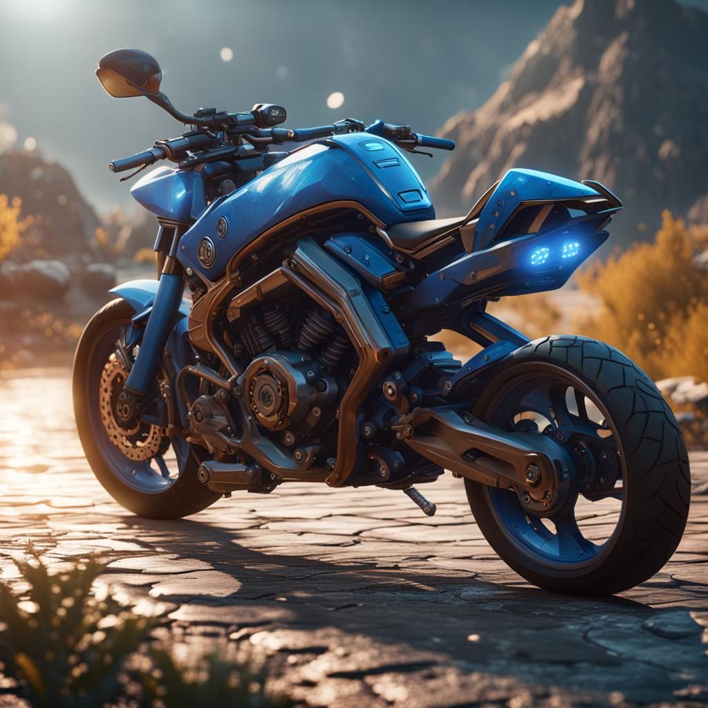 Ultramodern Fantasy Motorcycle in 3D Game Style