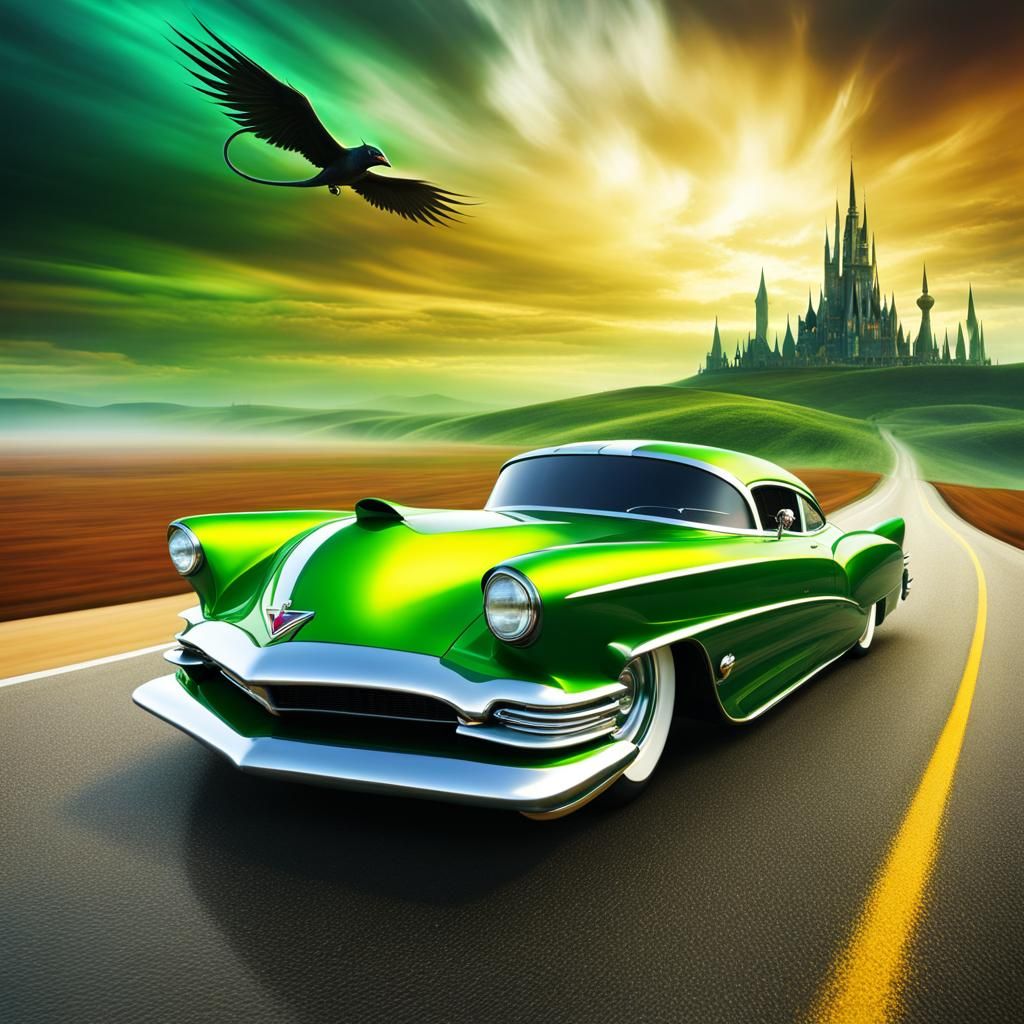 Drag Race Car on Golden Road to Oz