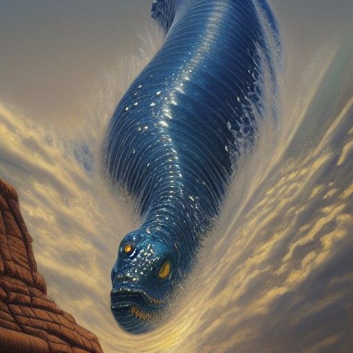 Majestic Leviathan in Oil Painting Style