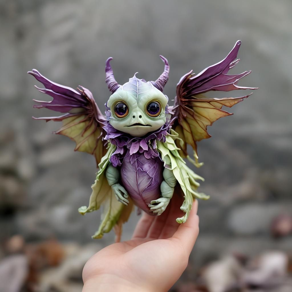 Adorable Chaotic Monster with Cabbage Wings