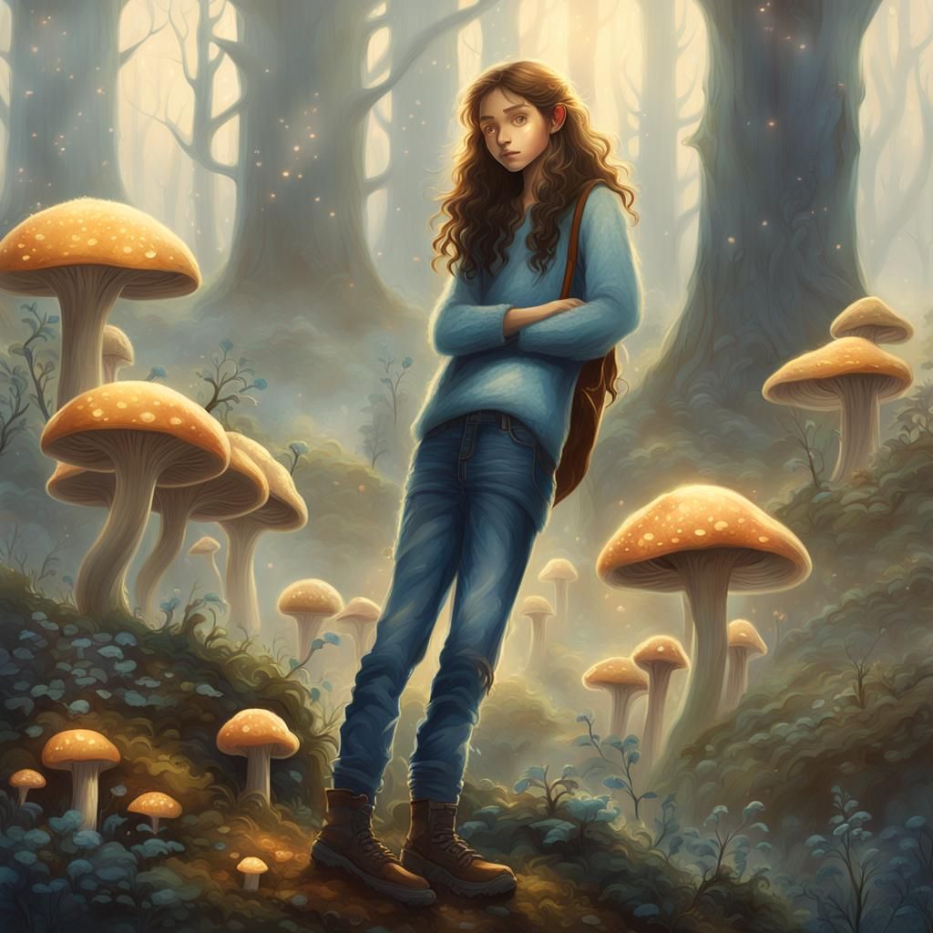 Girl in Misty Forest: Fantasy Concept Art