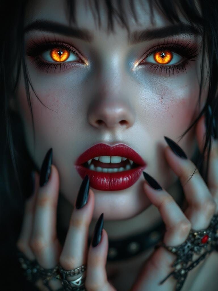 Seductive Vampire Portrait in Gothic Fantasy Style