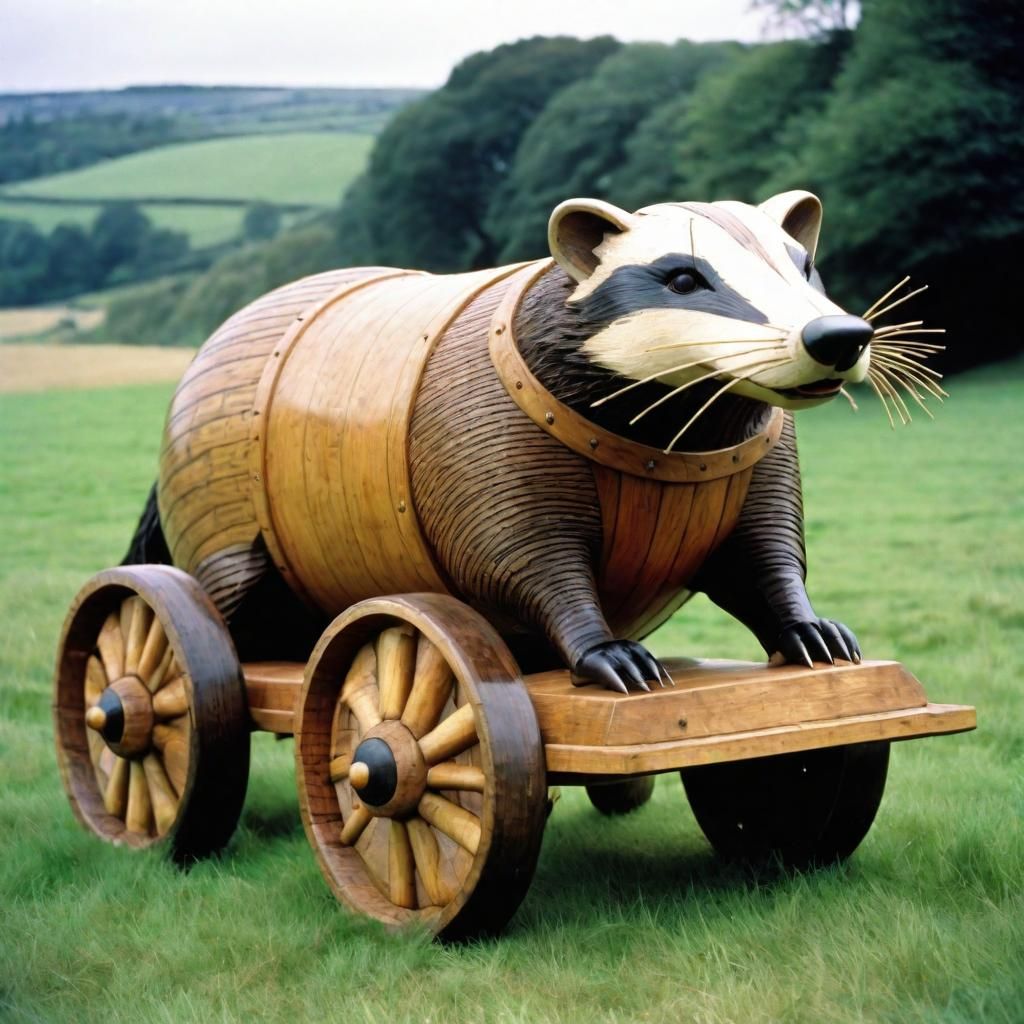 Giant Wooden Badger on Wheels, Monty Python Style