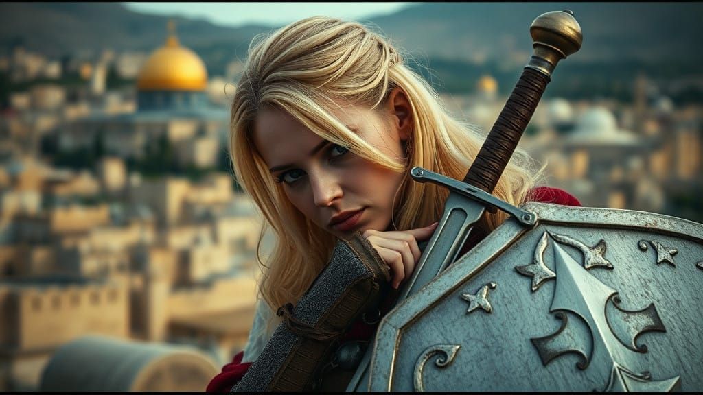 Medieval Crusader in Cinematic 35mm Film Still