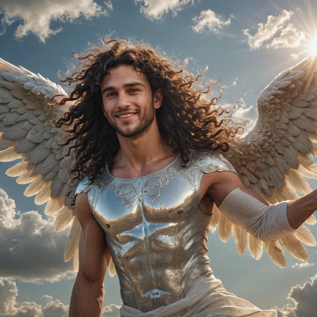Beautiful Angel Man Smiling in Sunlight