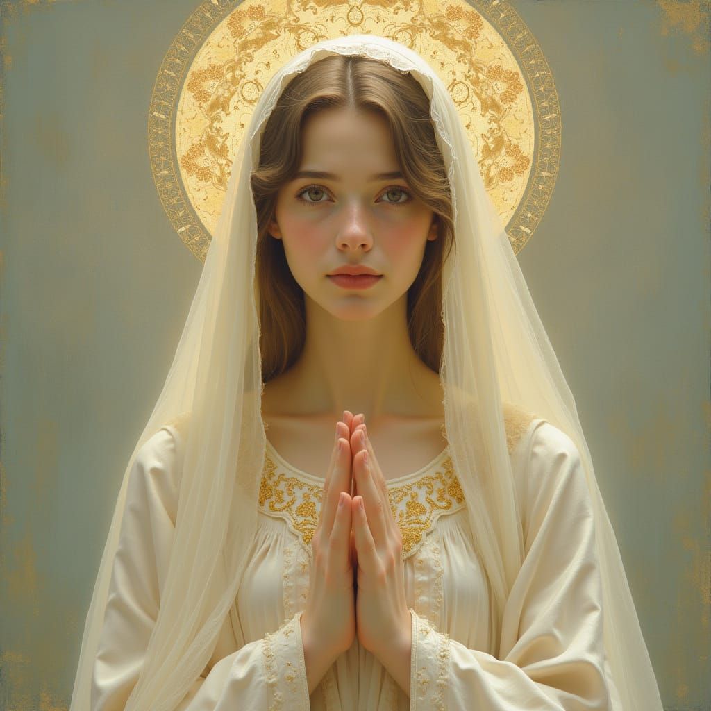 Serene Holy Woman in Ethereal Glow