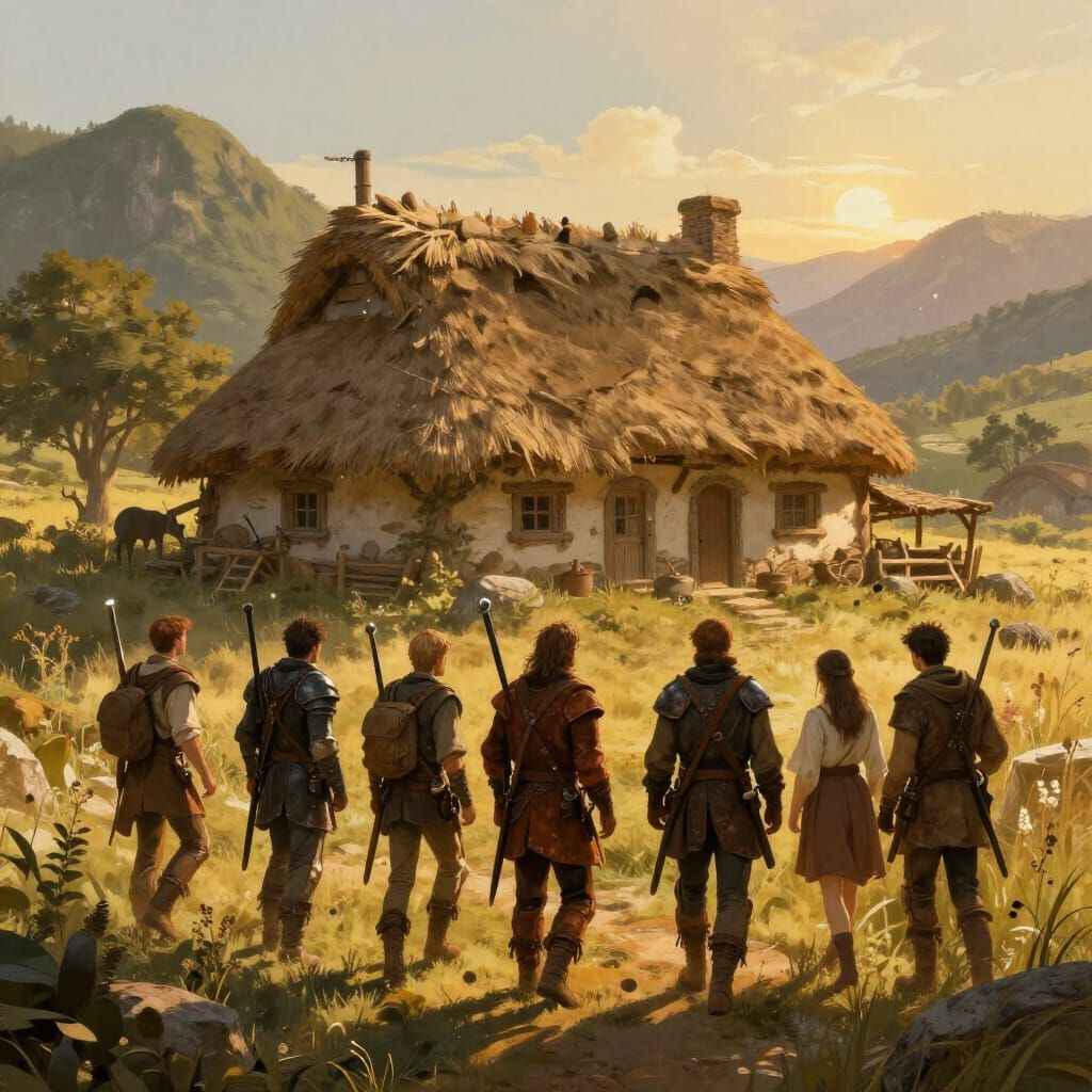 Triumphant Adventurers Arrive at Cozy Cottage