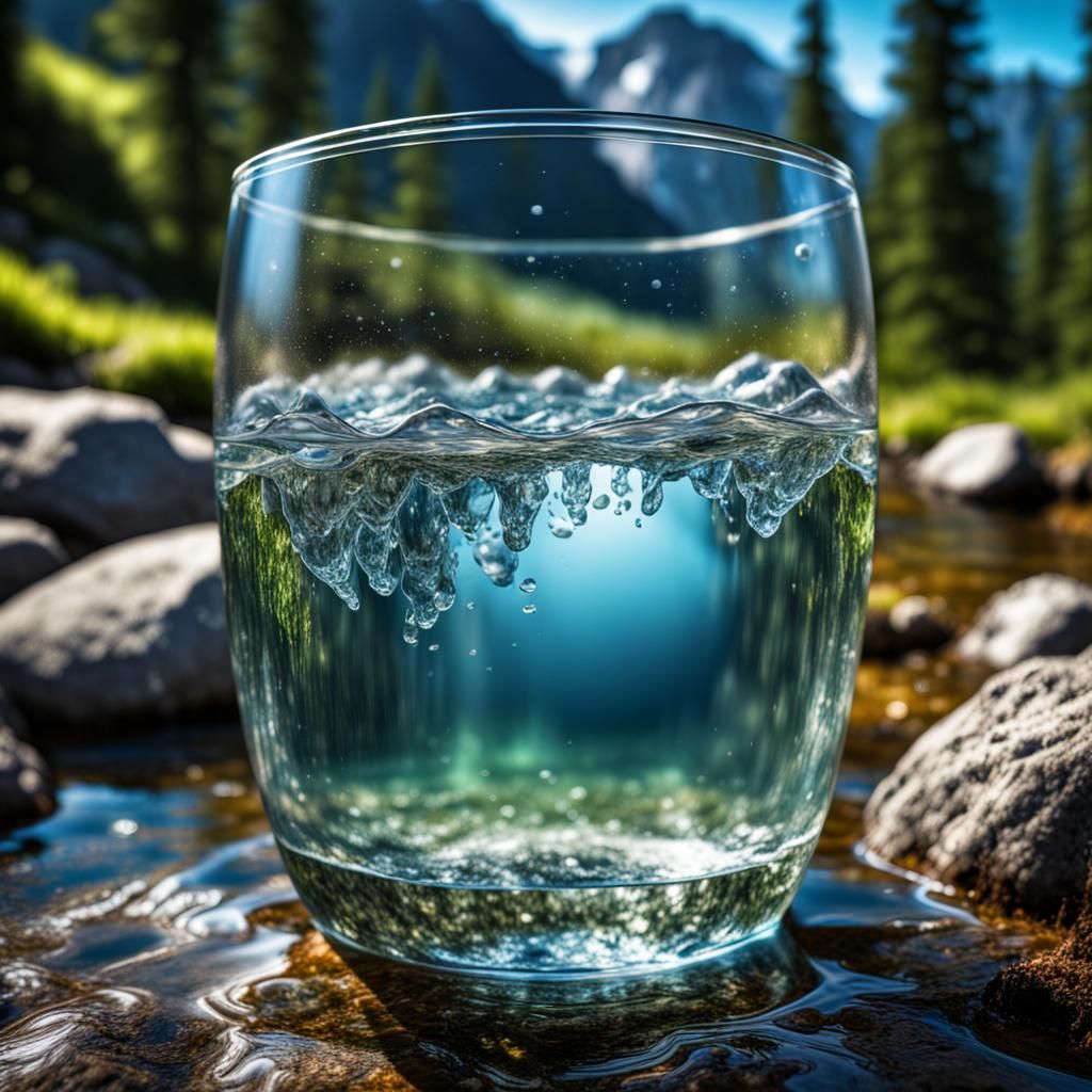Sparkling Spring Water in Hyperrealistic Fantasy Style