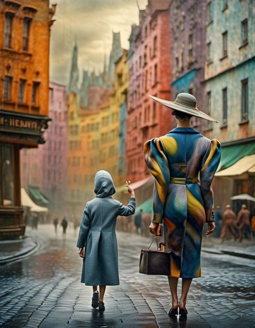 Polychromatic City Life: Abstract Blending in Matte Painting