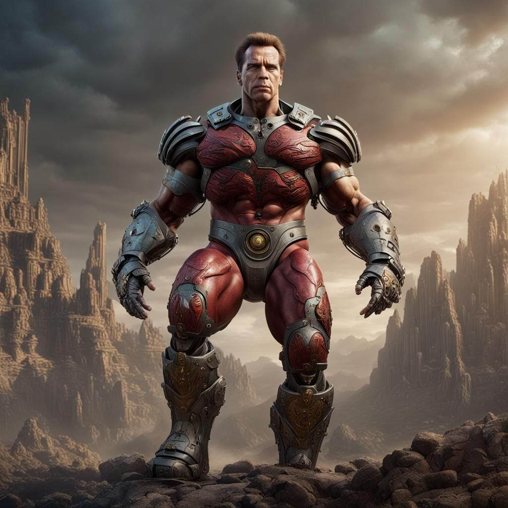 Arnold Schwarzenegger as Colossus: Detailed Fantasy Art