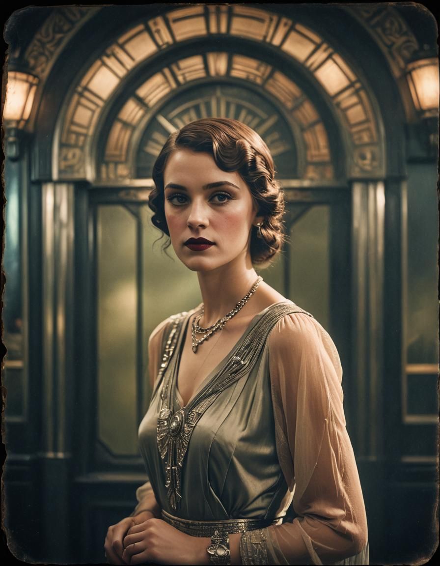 Art Deco Portrait of a 1920s Woman