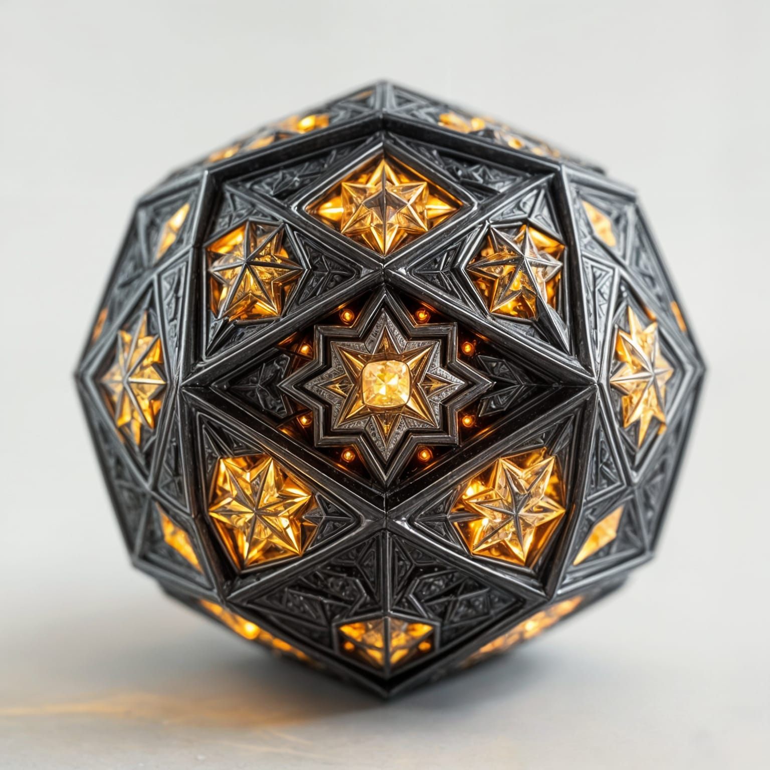 Surreal Octahedron Radiates Warm Glow in Hyperrealistic Deta...