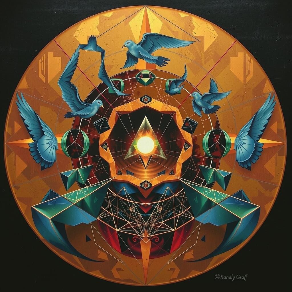 Abstract Geometric Dreamscape with Bold Colors