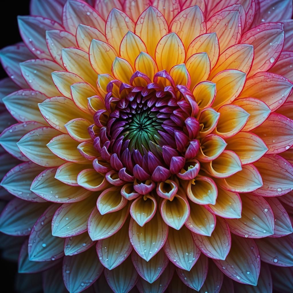 Bioluminescent Dahlia: A Macro Detailed Bloom