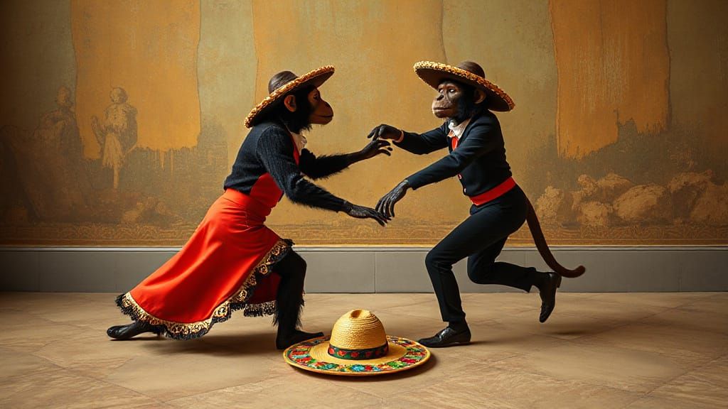 Flamenco Monkeys Perform Mexican Hat Dance