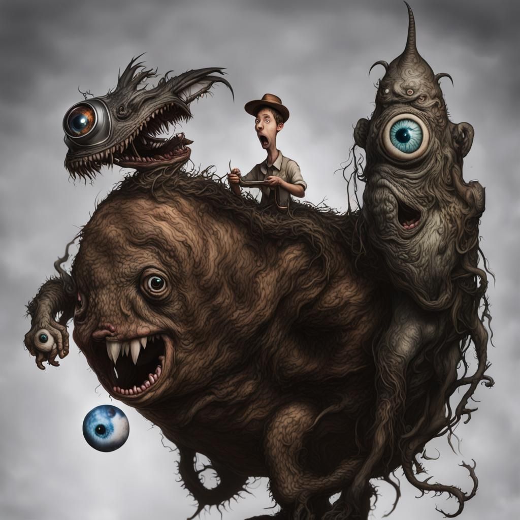 Cryptid Dork Chewing Eyeball: Epic Digital Painting