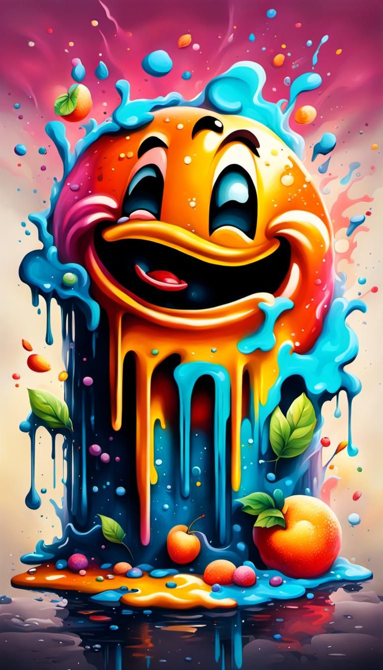 Colorful Graffiti Peach Splash Art