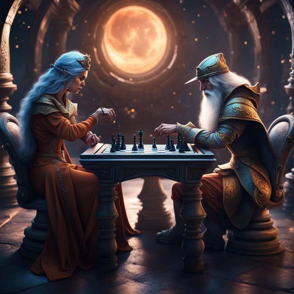 Wizards Play Chess in Space: Fantasy Concept Art