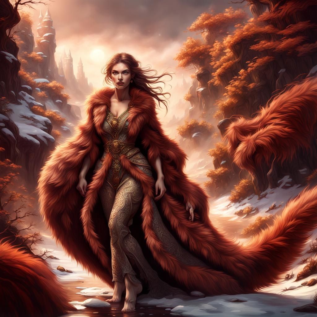 Fur-Covered Woman Ready to Pounce: Fantasy Concept Art