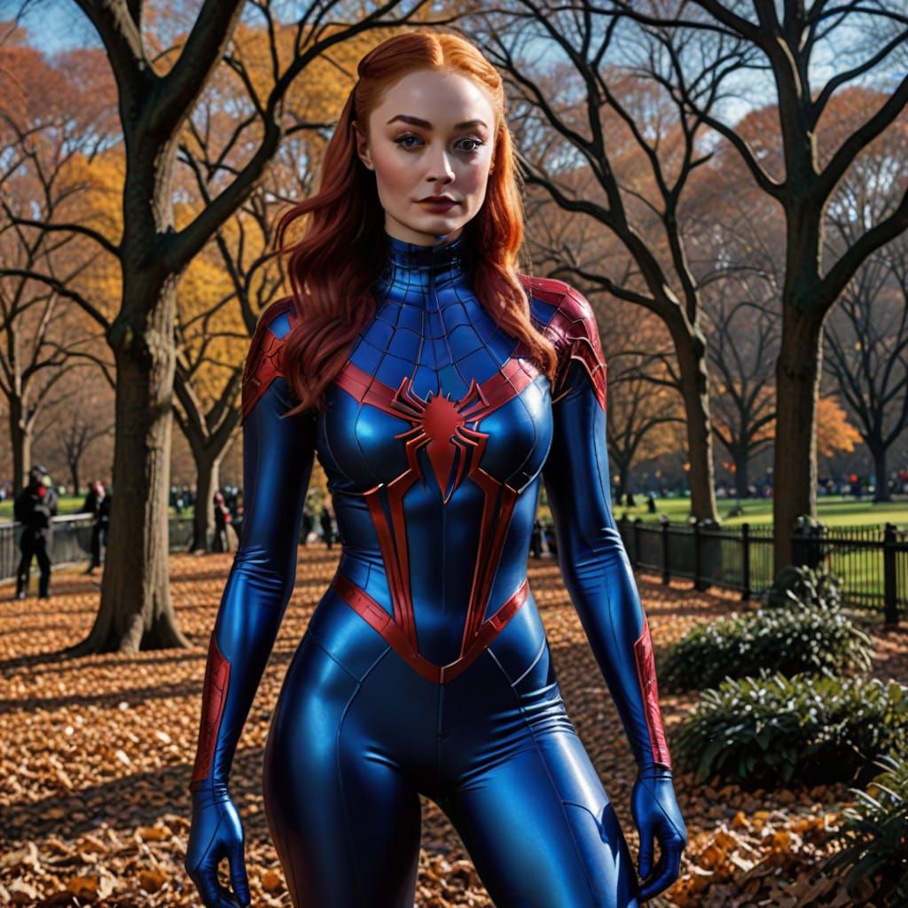 Sophie Turner as Dazzling Spidergirl in Christmas Wonderland