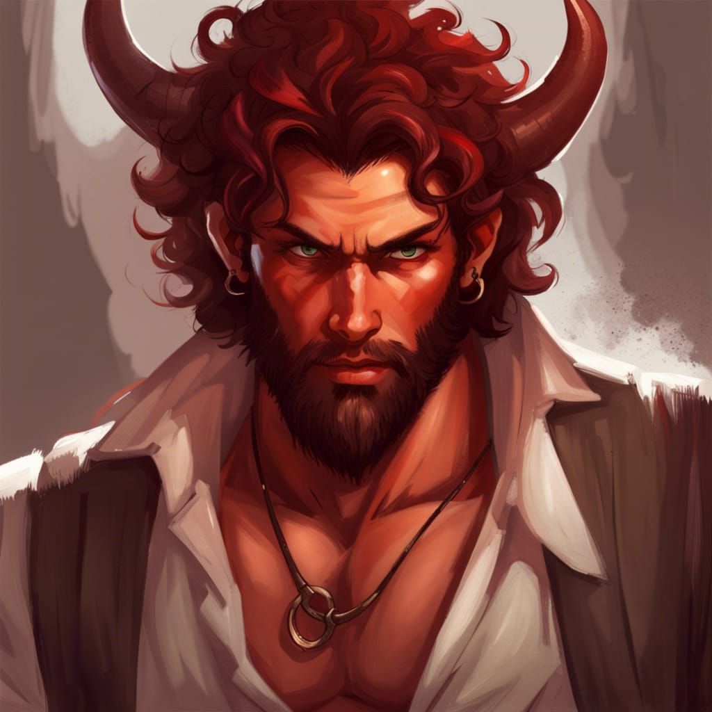 Medieval Devil: A Rugged Tiefling Portrait
