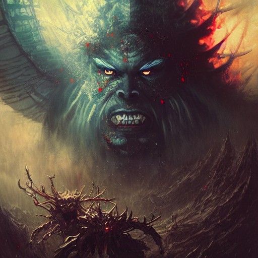 Sinister One-Eyed Oni in Cyberpunk Style