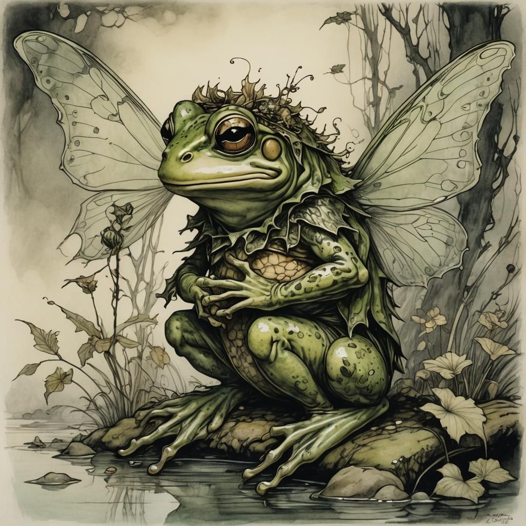 Frog Fairy in Arthur Rackham Style