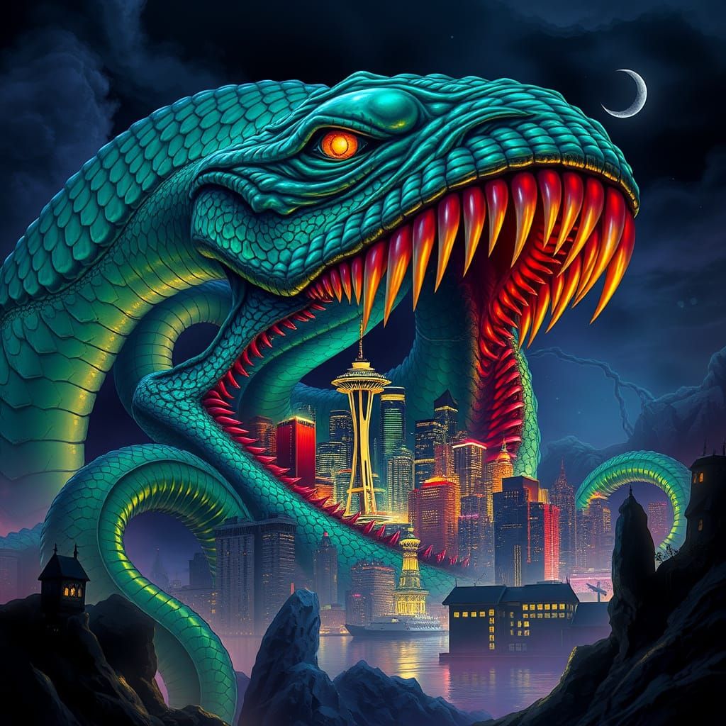Colossal Kraken Devours Seattle Cityscape