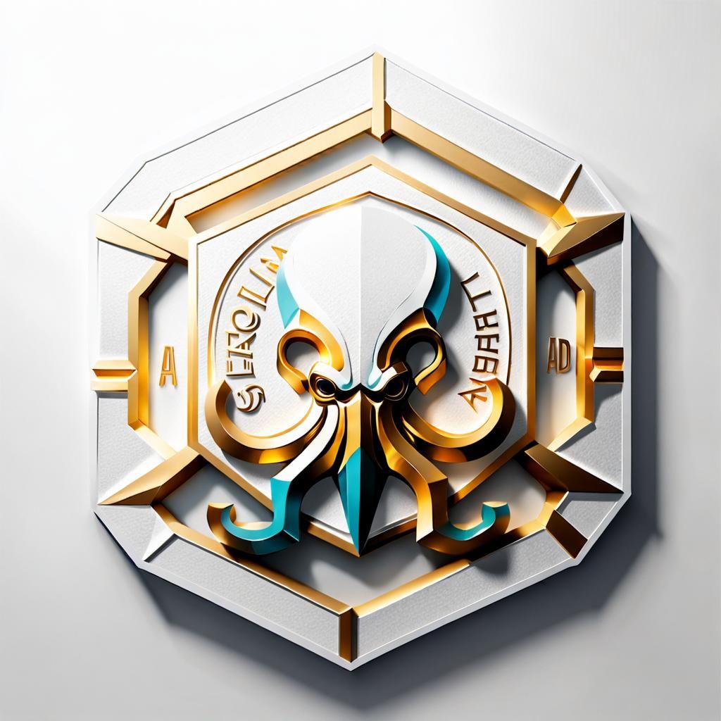 Octagonal Logo with AD Letters in Gold and White