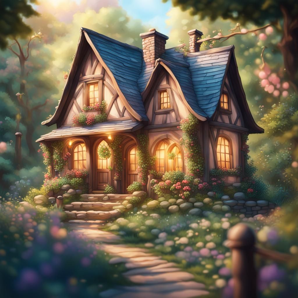 Whimsical Botanical Cover Art in Cottagecore Style