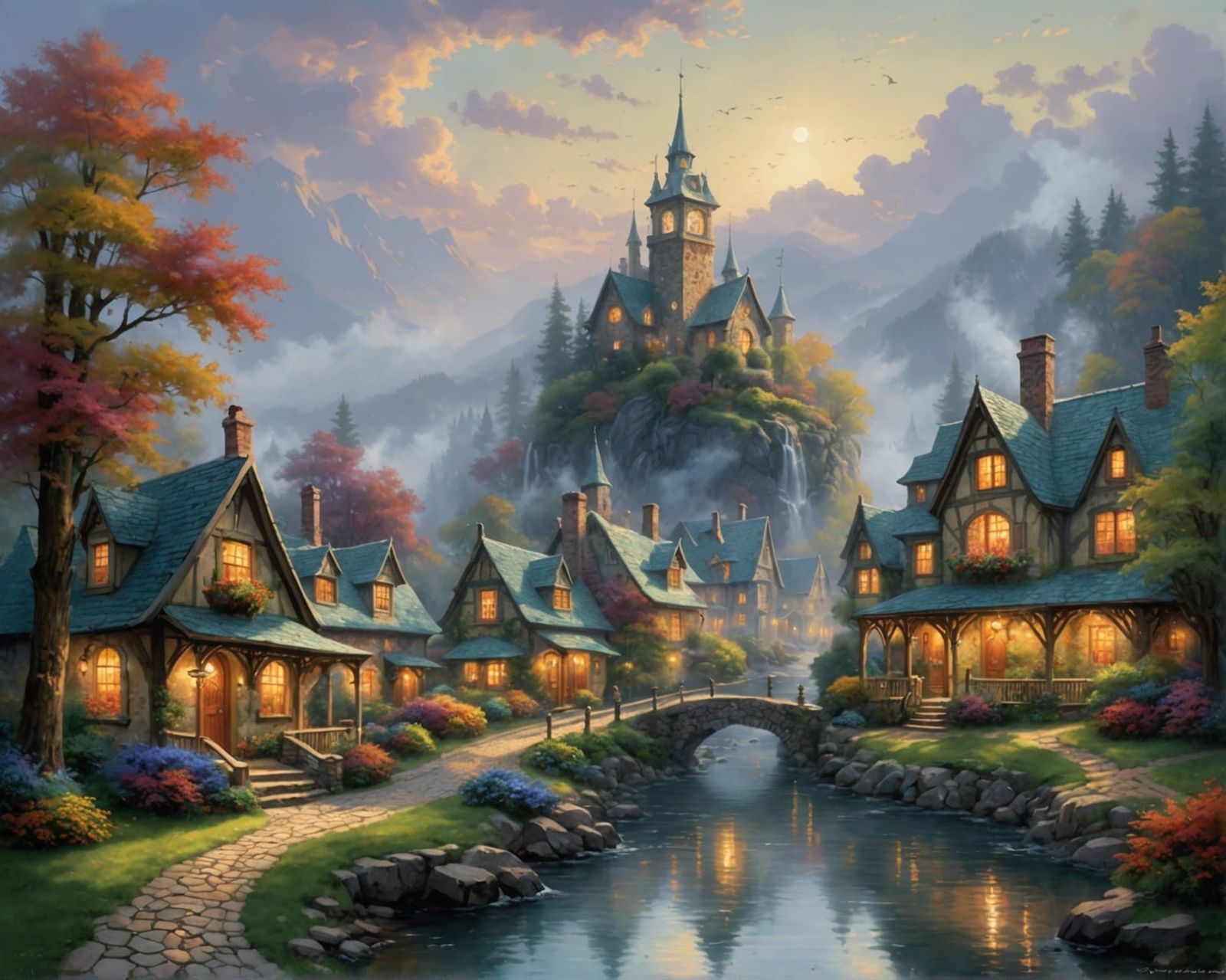 Happy People in Ethereal Fantasy Landscape