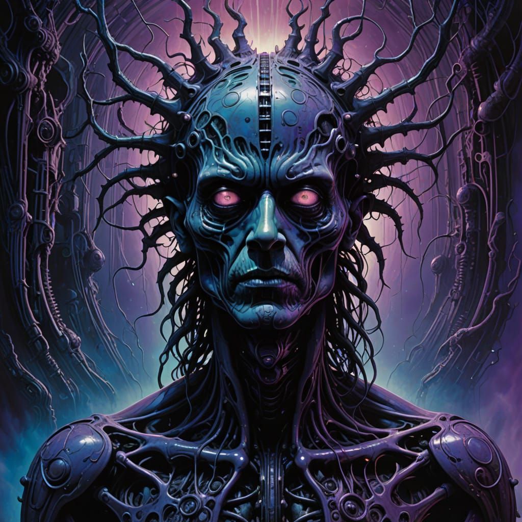 Surreal Body Horror in Vibrant, Electric Blues