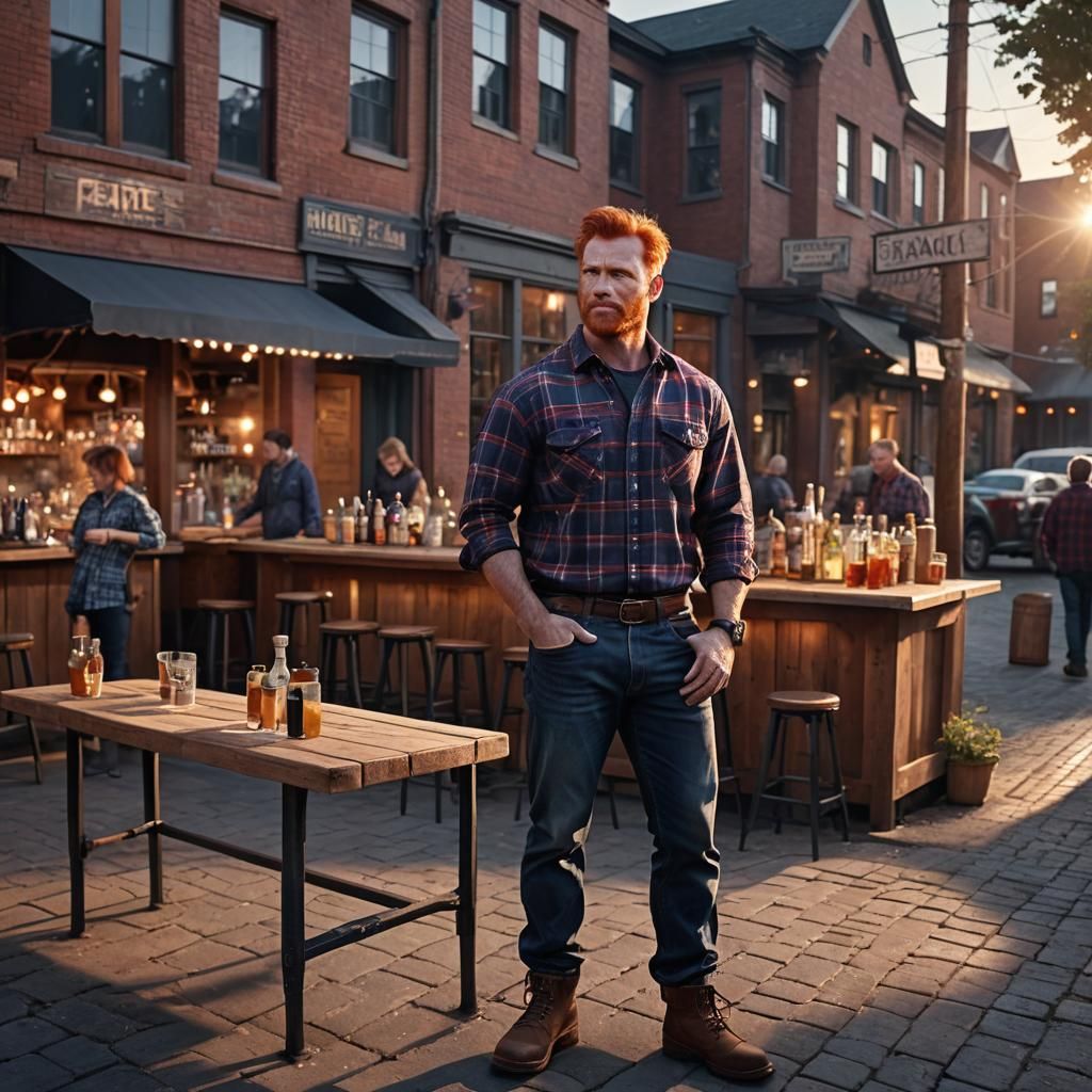 Red Haired Man at Dusk, Hyperrealistic Fantasy Art