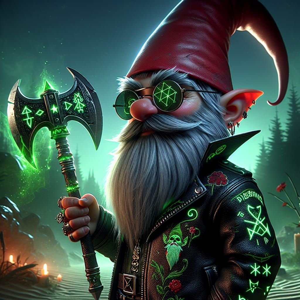 Gnome King: Legendary Warrior in Dark Fantasy Style