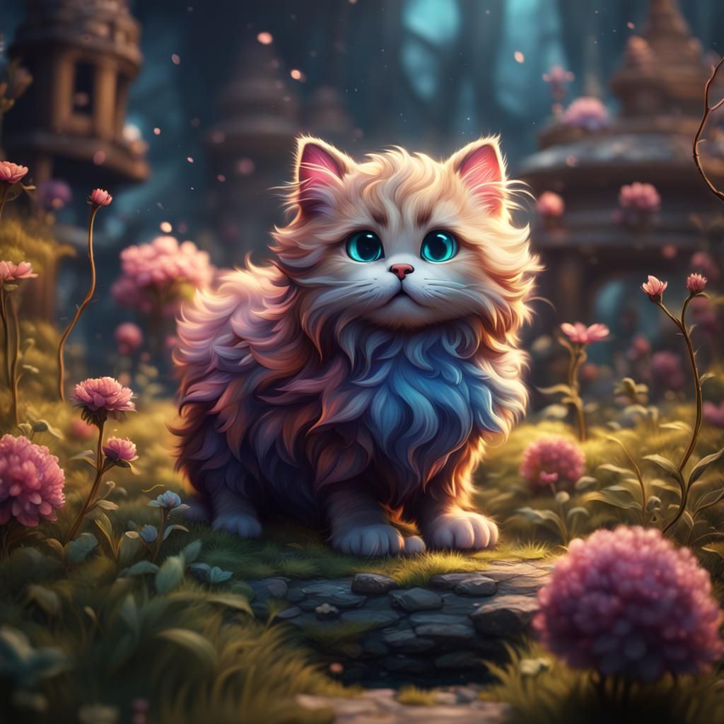 Adorable Fluffy Kitten: Detailed Matte Painting