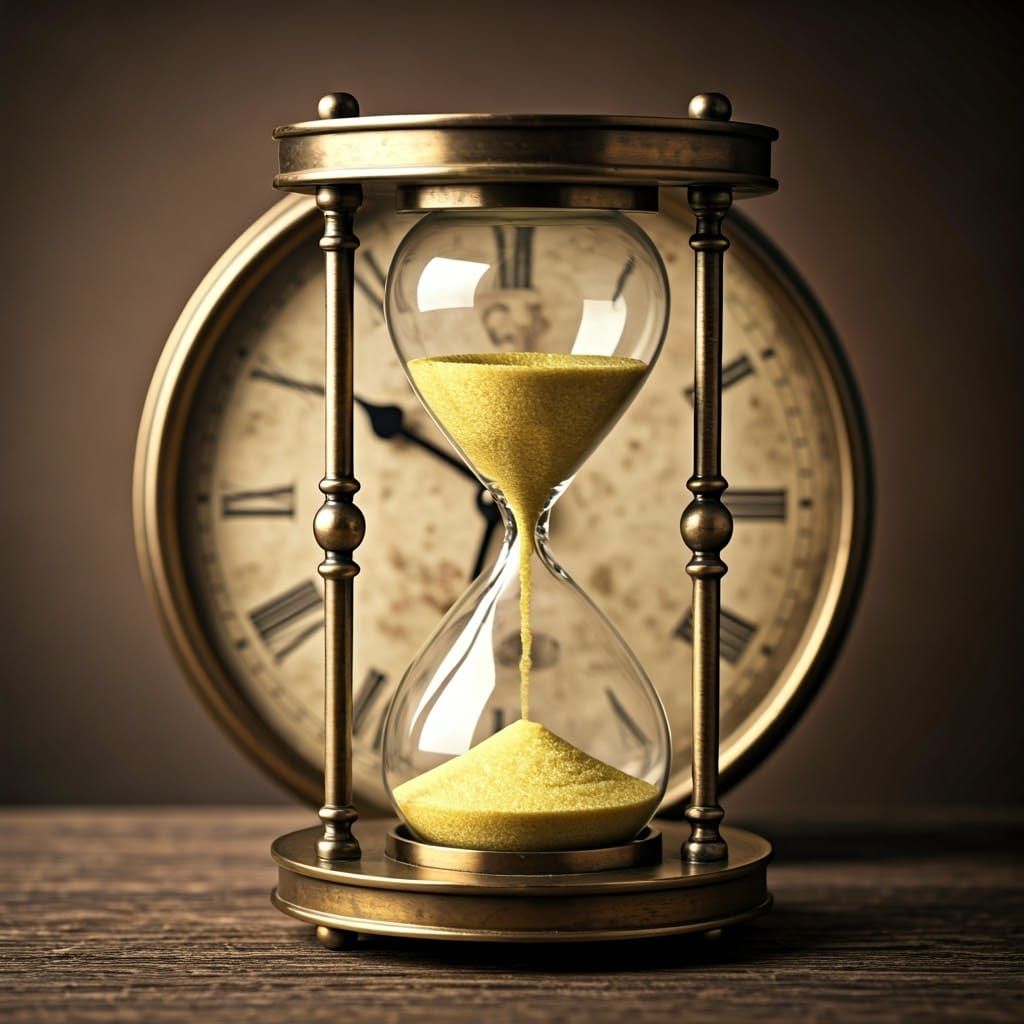 Antique Hourglass Reflecting Fleeting Time