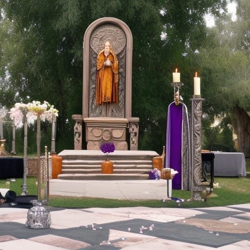 Hecate worship altar with Hecate statue made of obsidian accents with Silver& offerings to The goddess Hecate& lavender ...