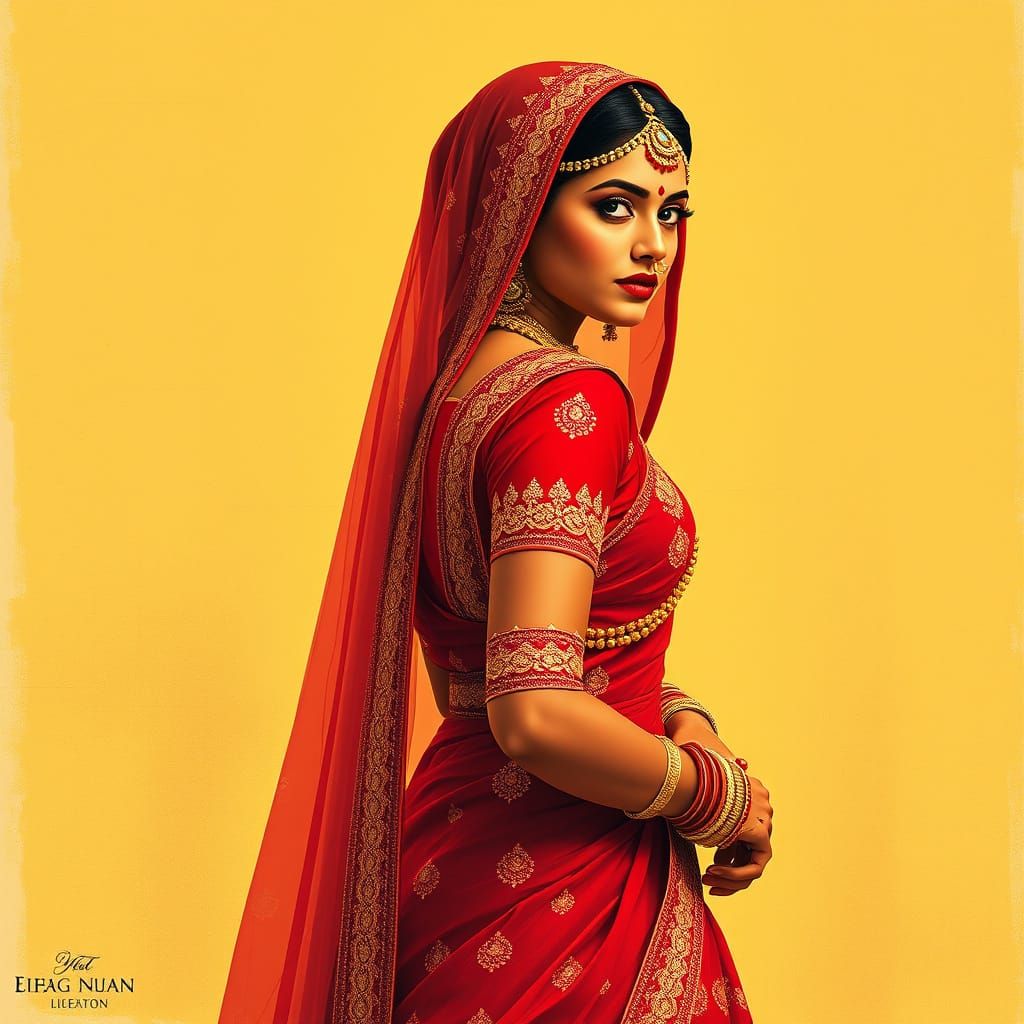 Retro Bollywood Bride in Traditional Ghunghat