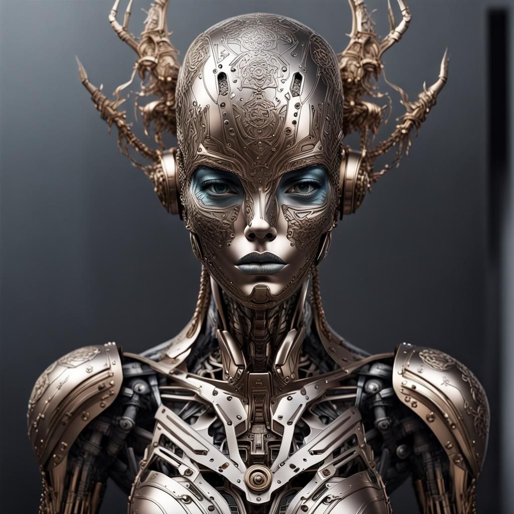 Detailed Metallic Humanoid Artwork: Aesthetics and Utility