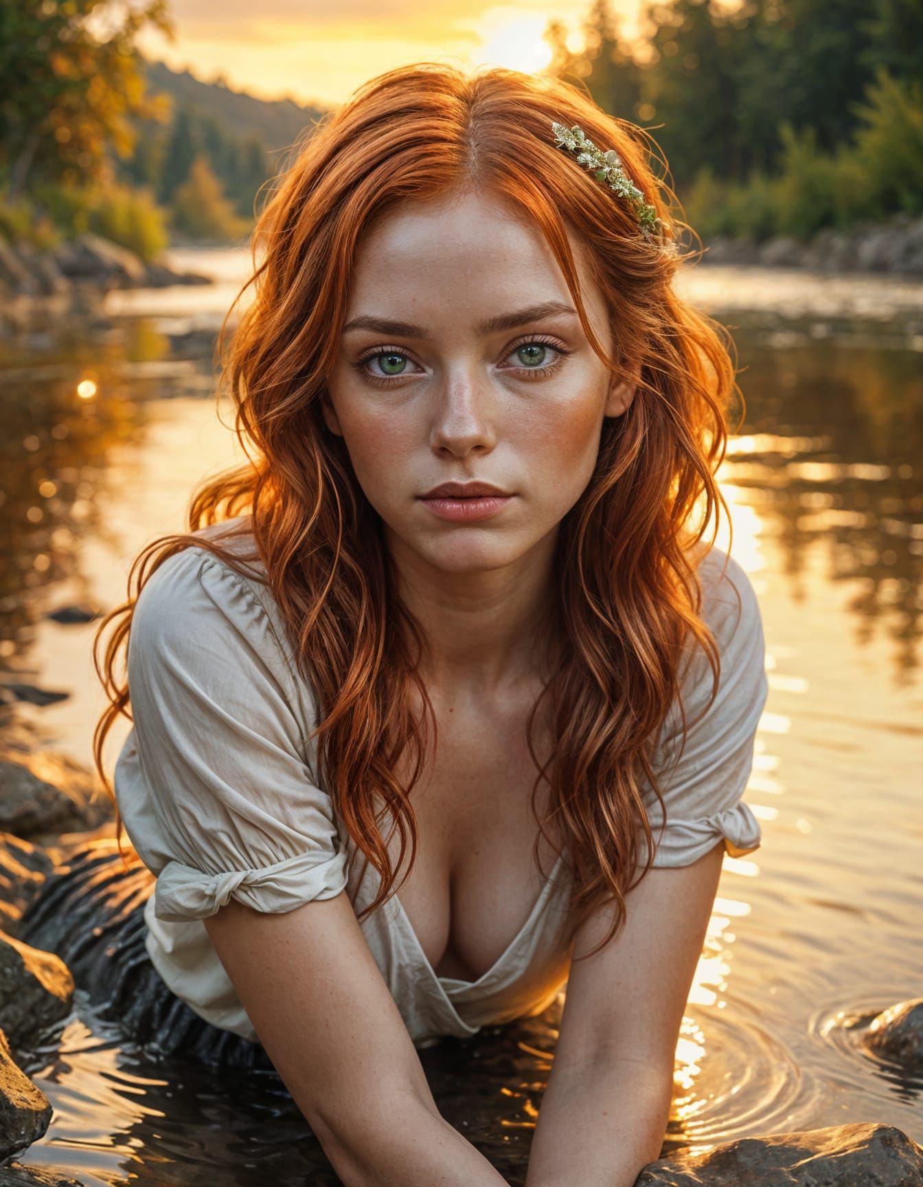 River Goddess in Winter Sunset