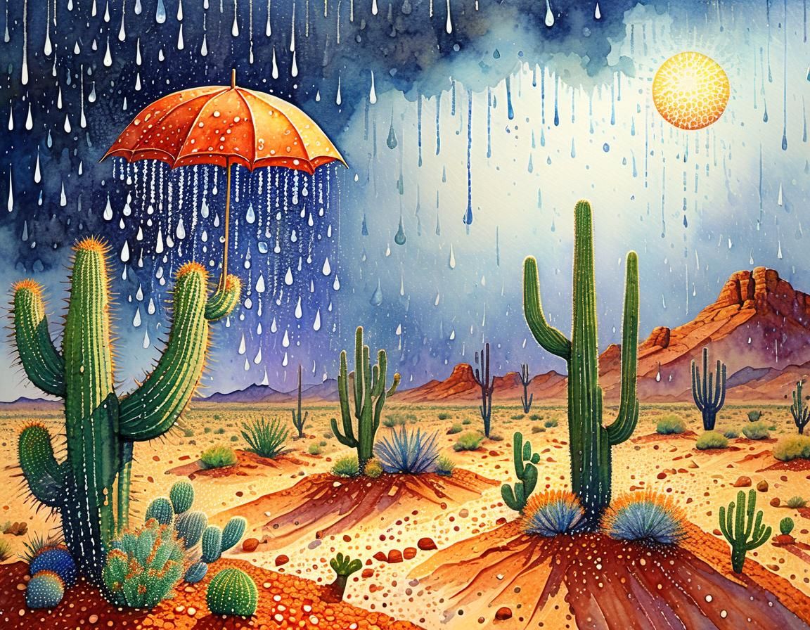 Rain Falling On A Desert