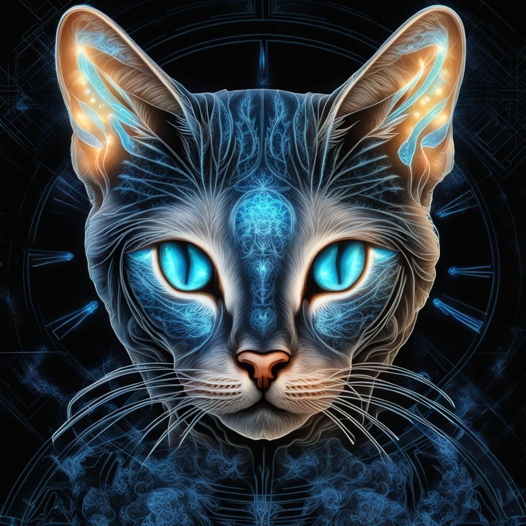 Holographic Tabby Cat with Fractal Details