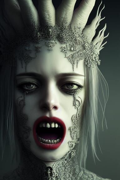 Eerily Beautiful Beast Transformation in Horror Style