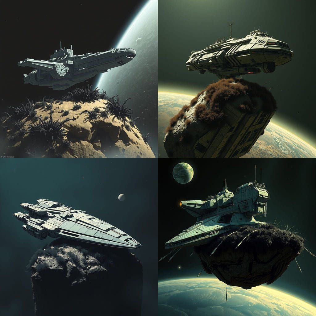 Epic Sci-Fi Spaceship in a Dark, Desolate Landscape