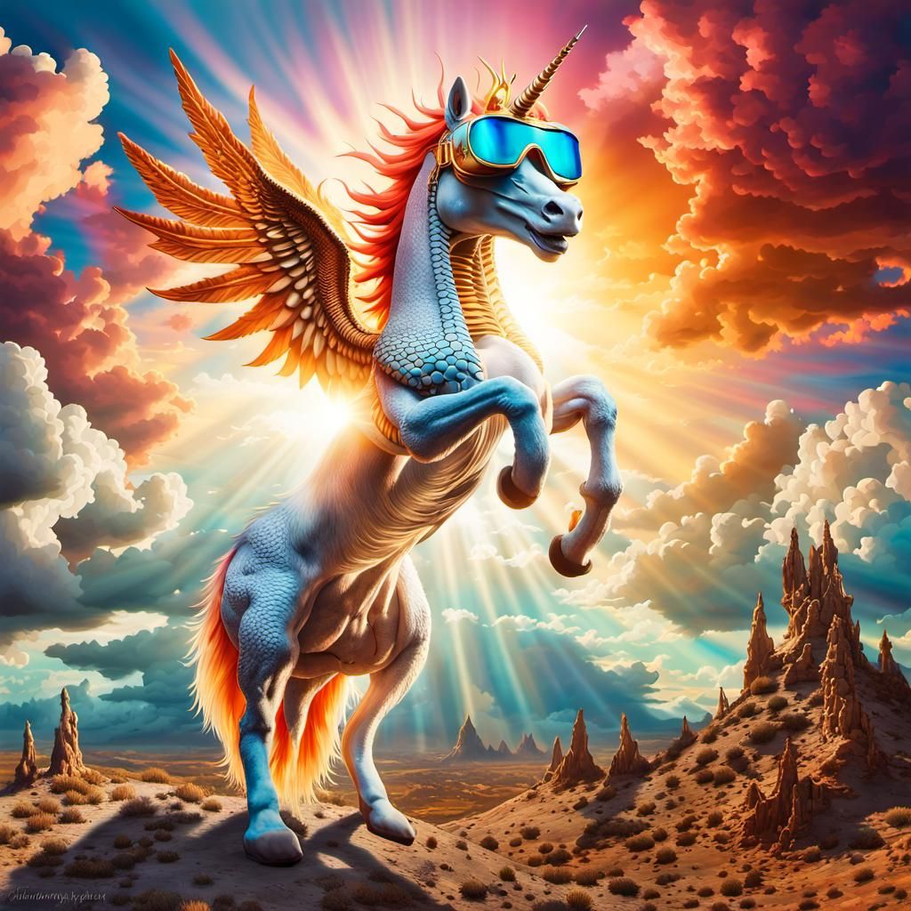 Mythical Unicorn Dragon Phoenix in Dreamscape