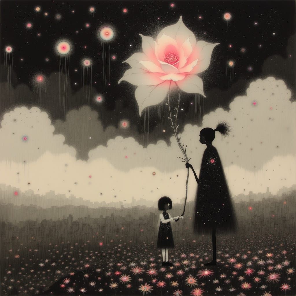 Regal Couple Walking on Rose Petal Lake