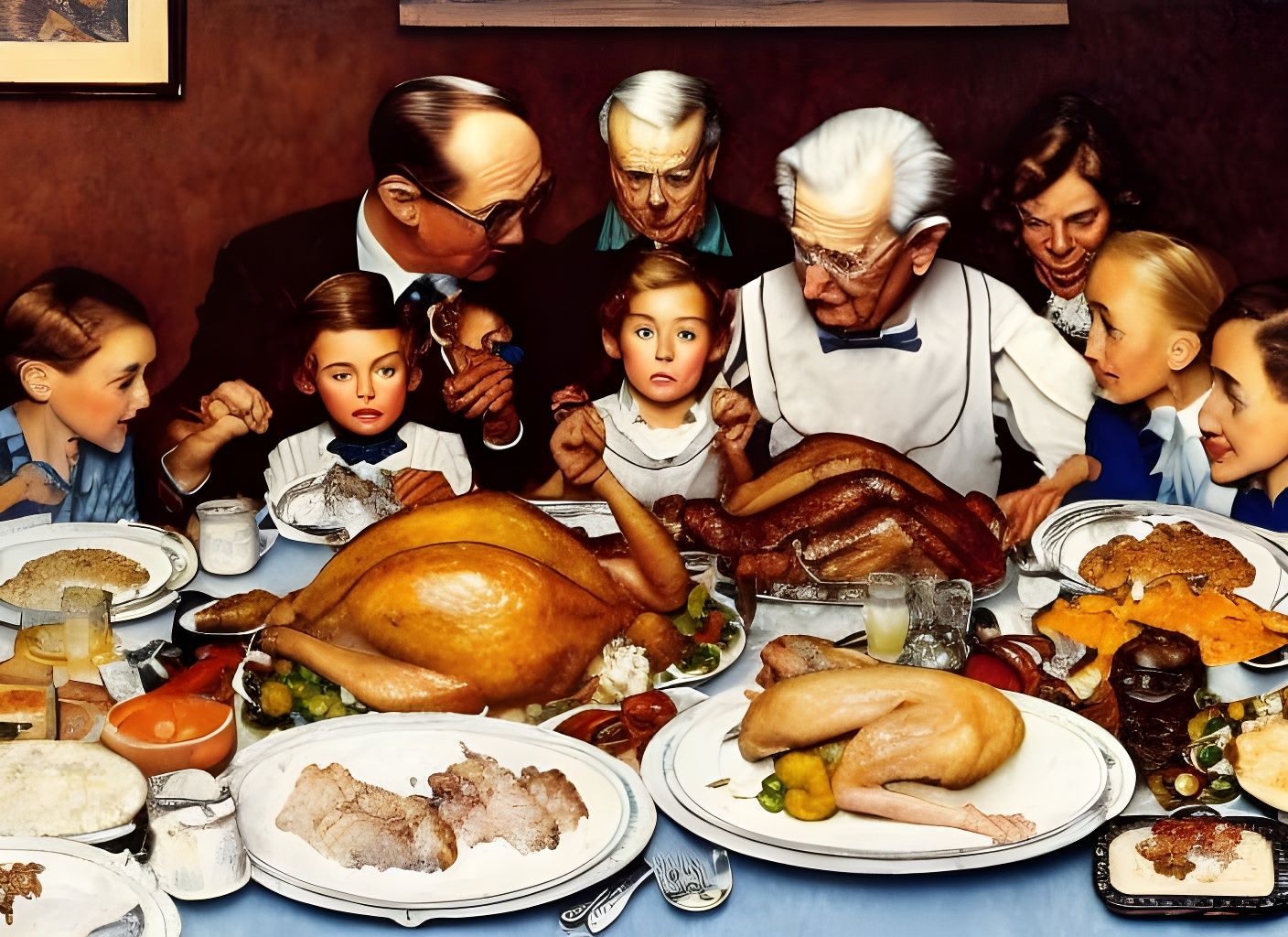 Nostalgic Thanksgiving Feast in Rockwell Style